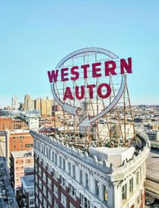 A large sign on top of a building