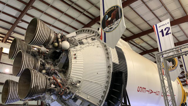 Close-up of the Apollo rocket at Space Center Houston, symbolizing the successful launch of a new chapter when you learn how to sell a small business in Houston.